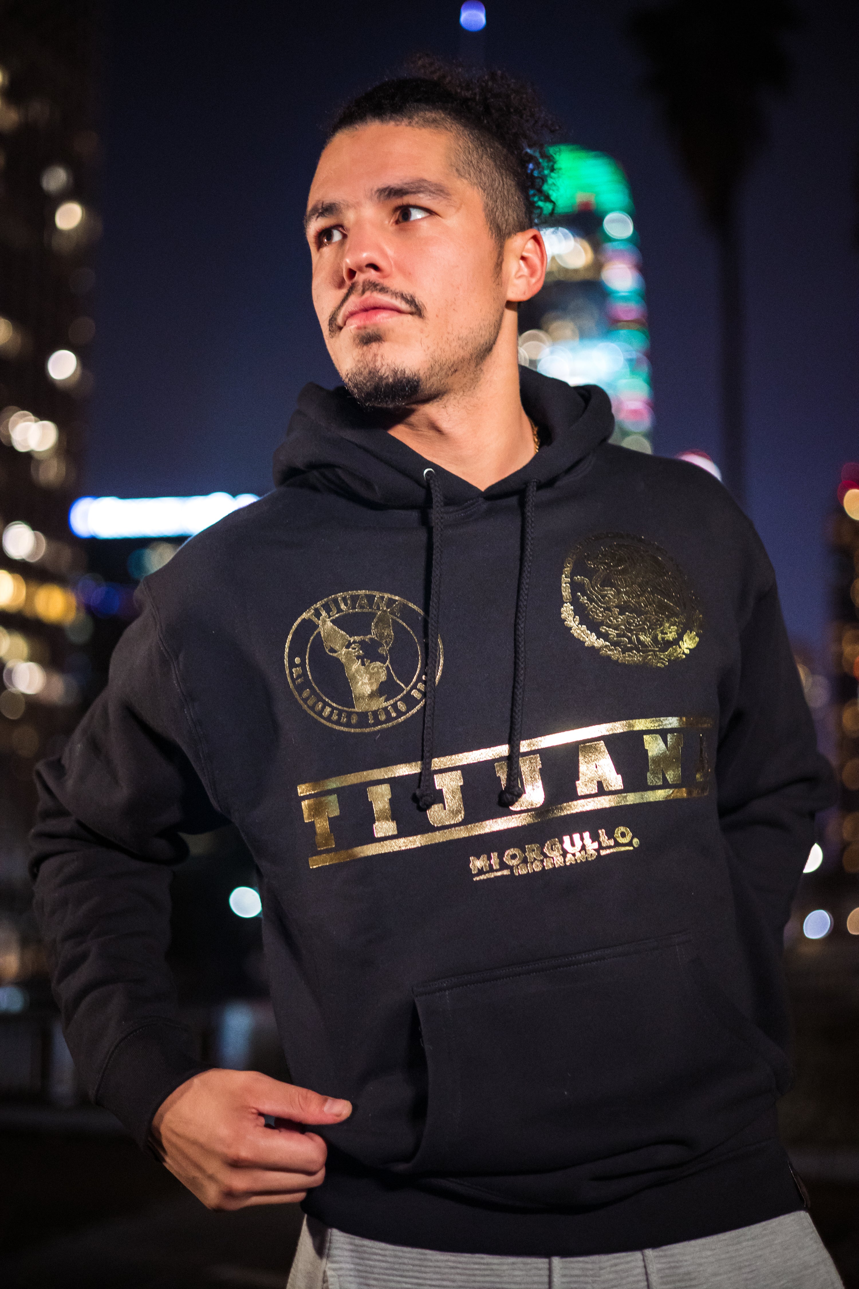 SUDADERA CON CAPUCHA GOLD RUSH TIJUANA PARA HOMBRE, NEGRA