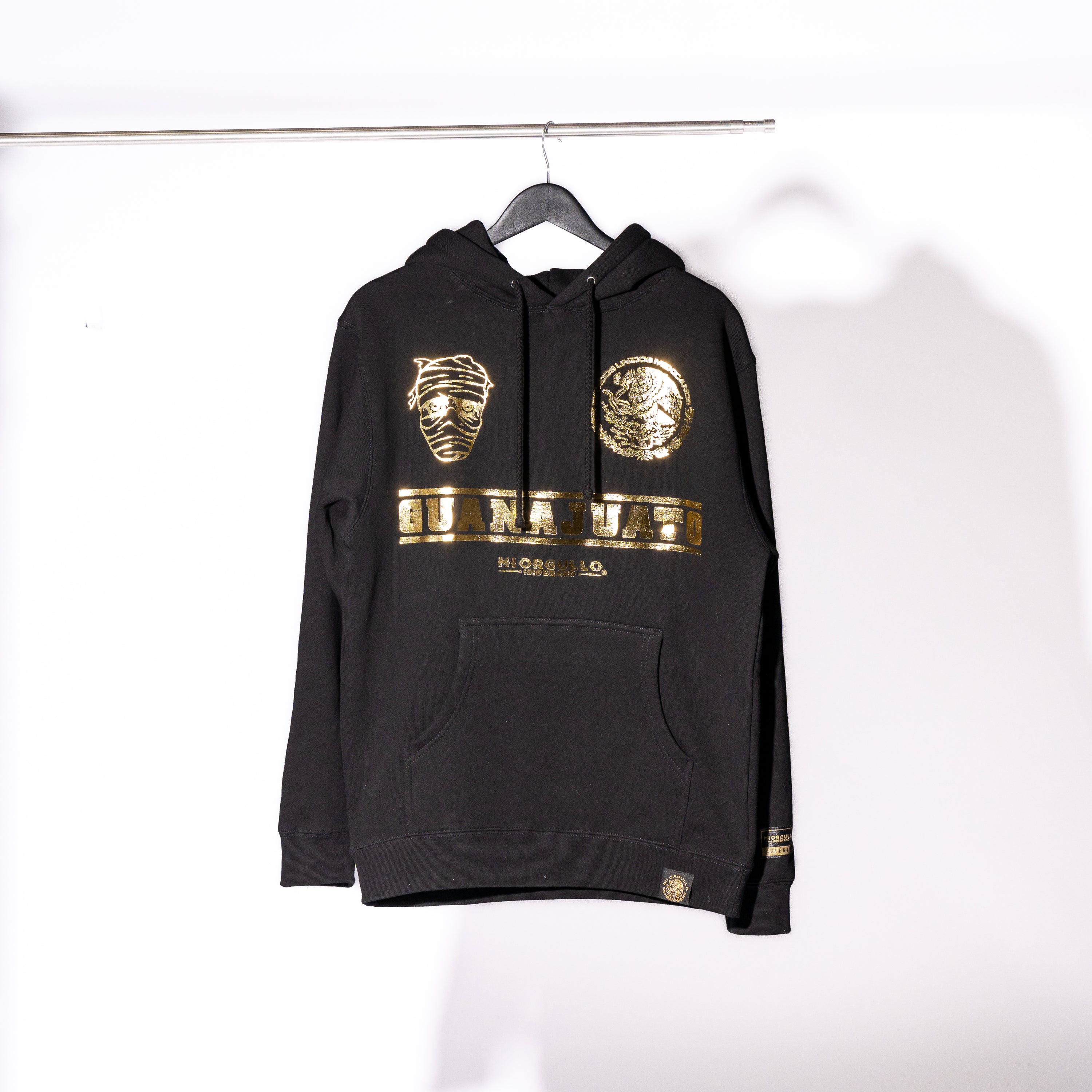 SUDADERA CON CAPUCHA GOLD RUSH GUANAJUATO PARA HOMBRE NEGRA
