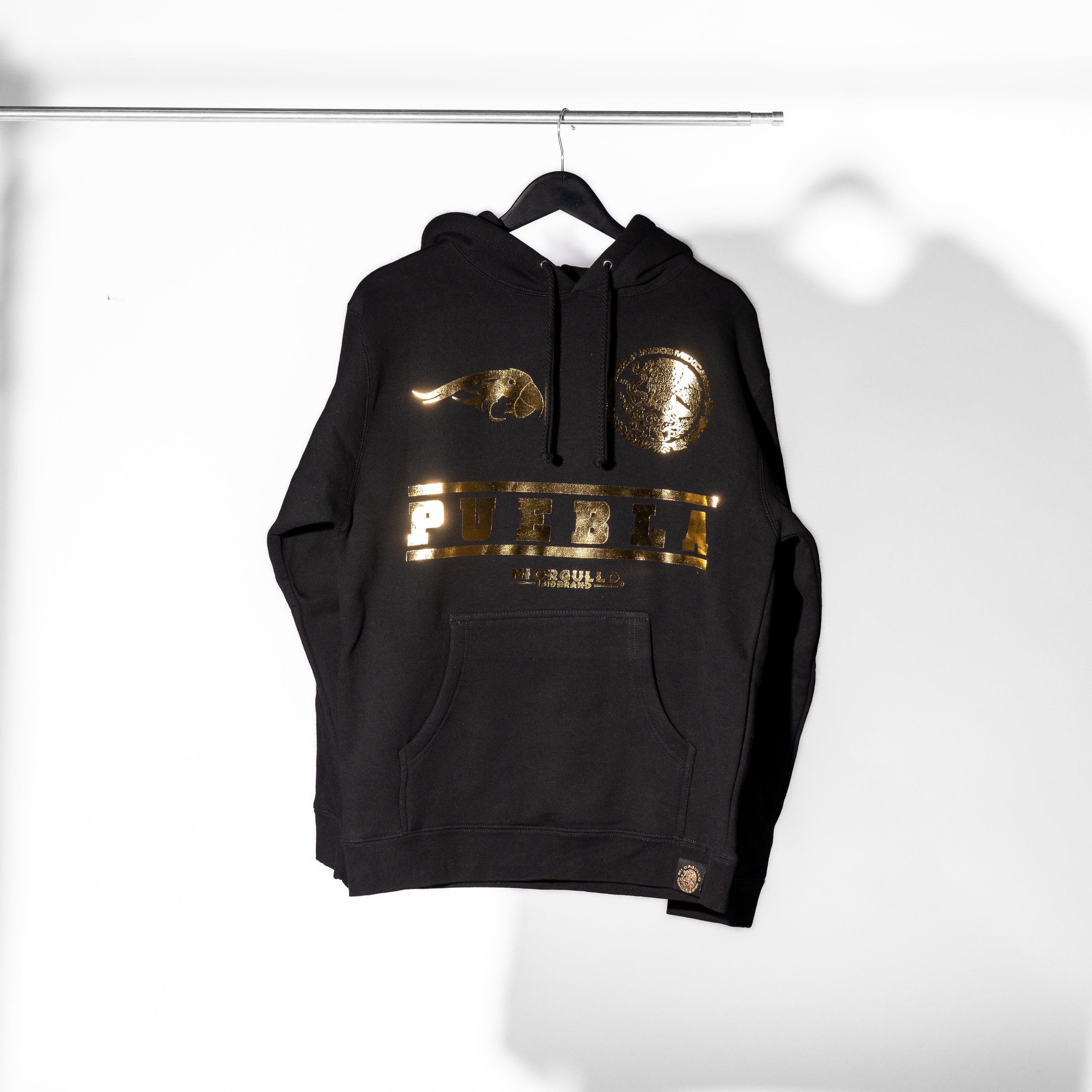 SUDADERA CON CAPUCHA PUEBLA GOLD RUSH NEGRA PARA HOMBRE