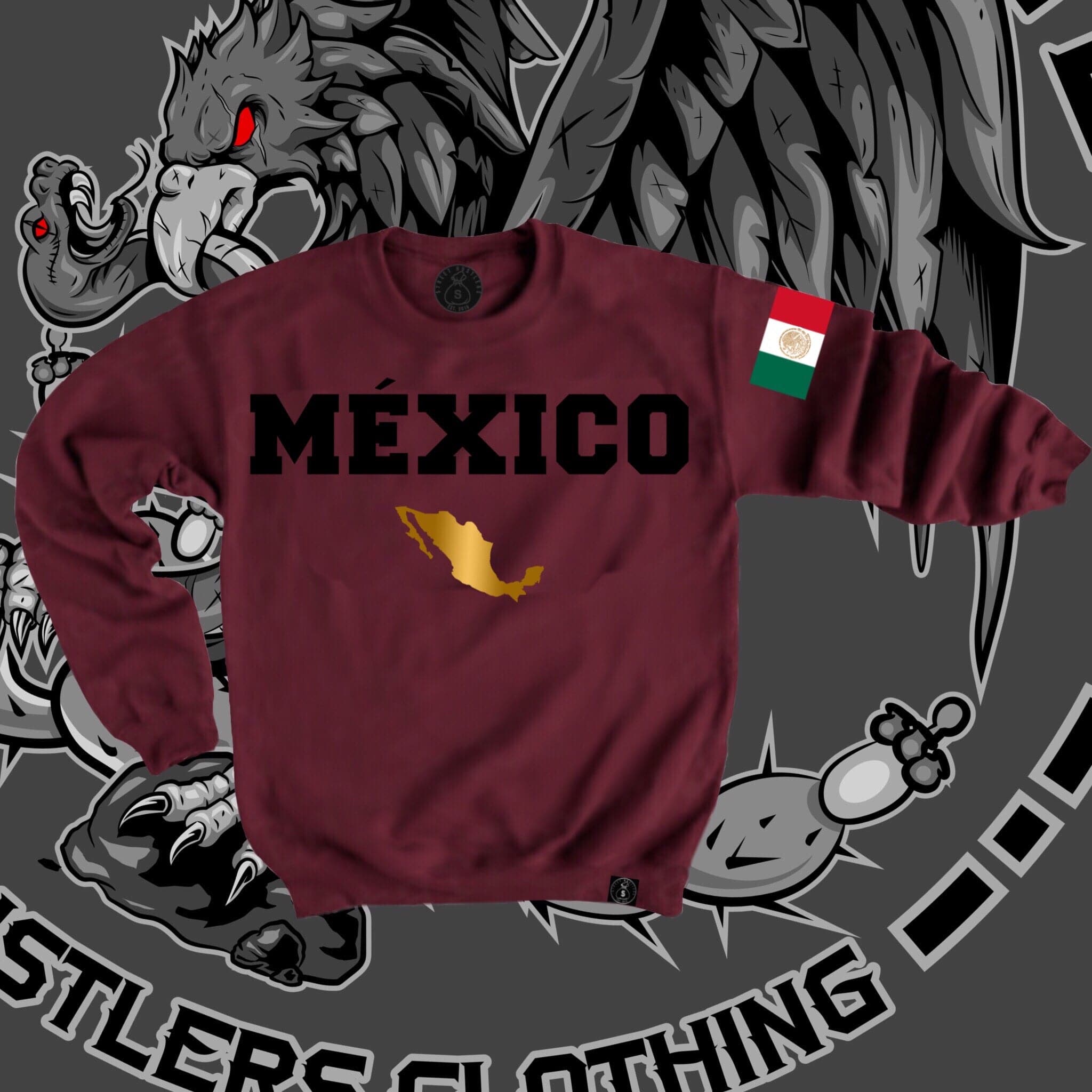 M XICO LINDO MAROON SWEATSHIRT MI ORGULLO BRAND