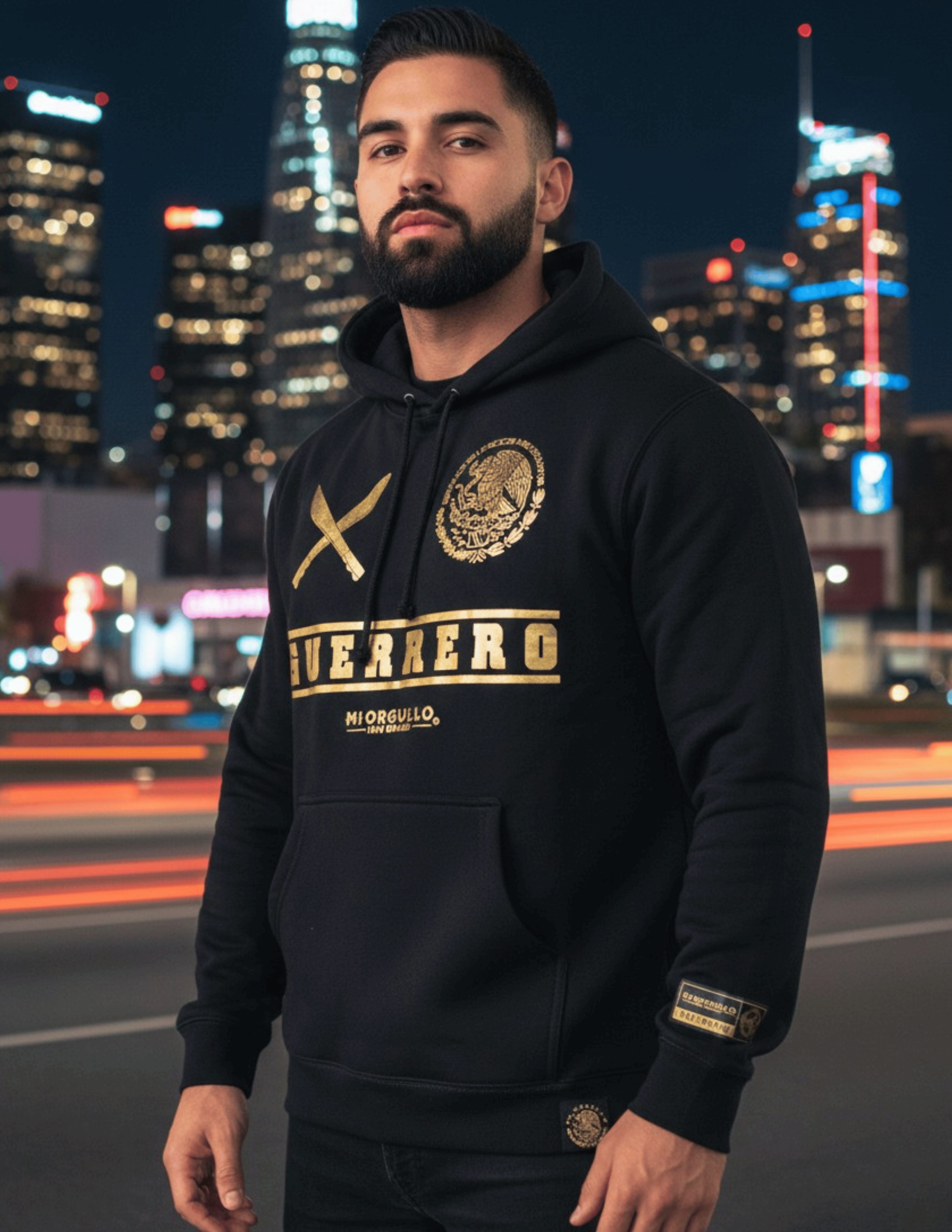 SUDADERA CON CAPUCHA GOLD RUSH GUERRERO PARA HOMBRE NEGRA