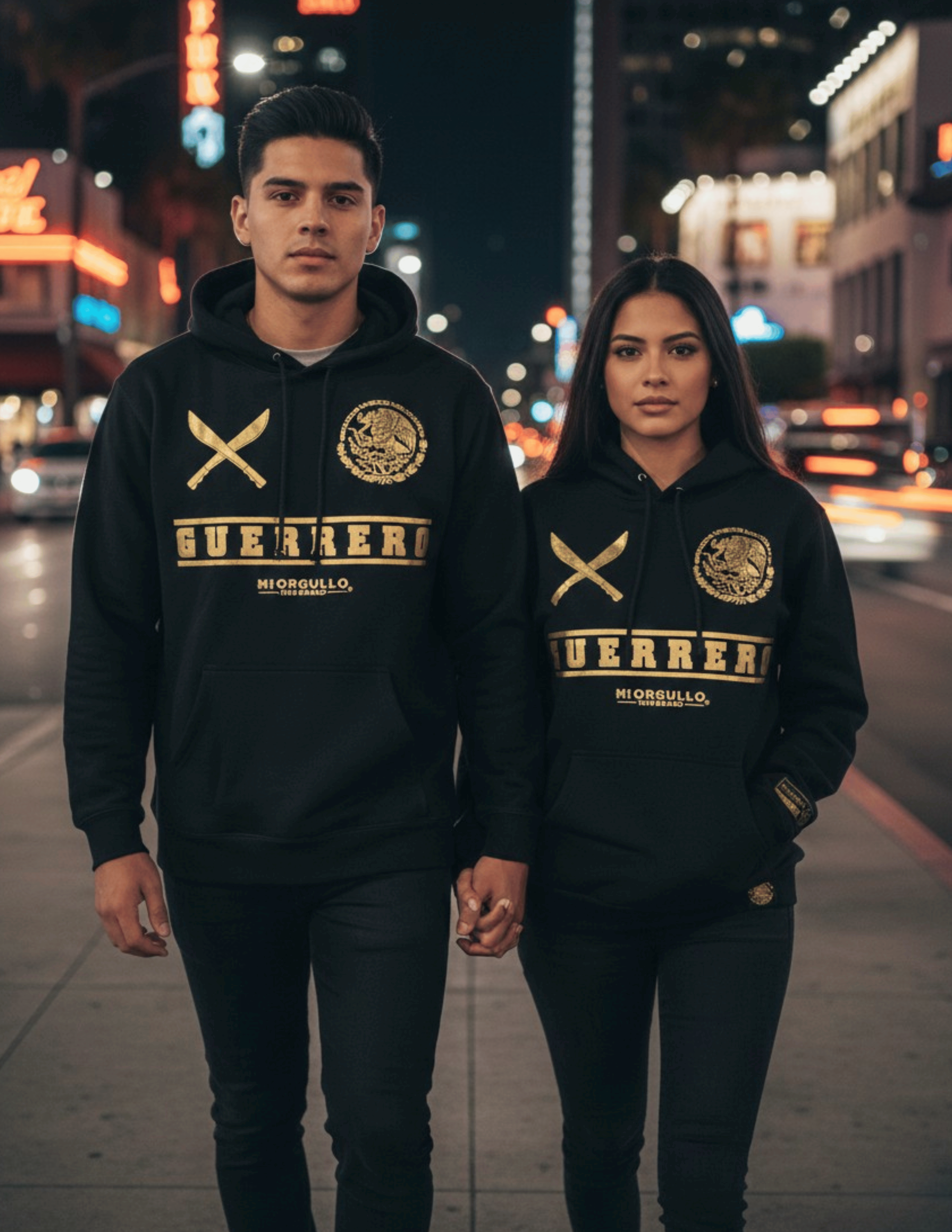 SUDADERA CON CAPUCHA GOLD RUSH GUERRERO PARA HOMBRE NEGRA