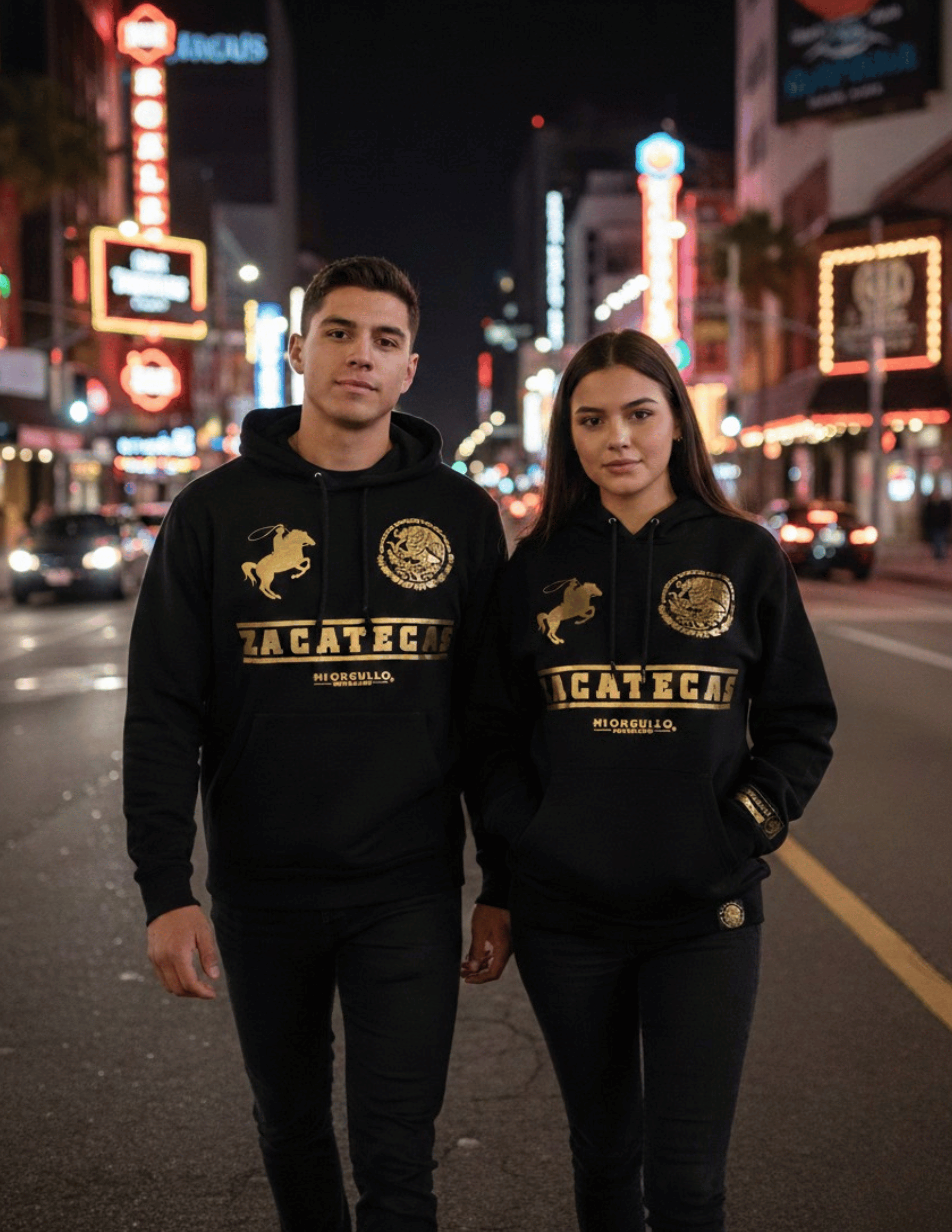 SUDADERA CON CAPUCHA GOLD RUSH ZACATECAS PARA HOMBRE NEGRA